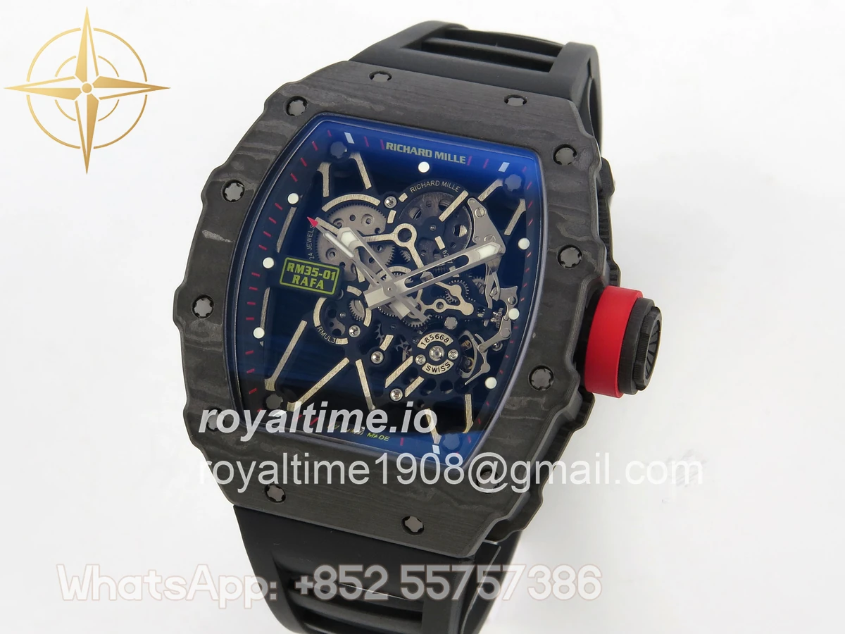 Richard Mille RM035-01 Black Carbon ZF Skeleton Dial On Black Rubber Strap RMUL2 - Image 3