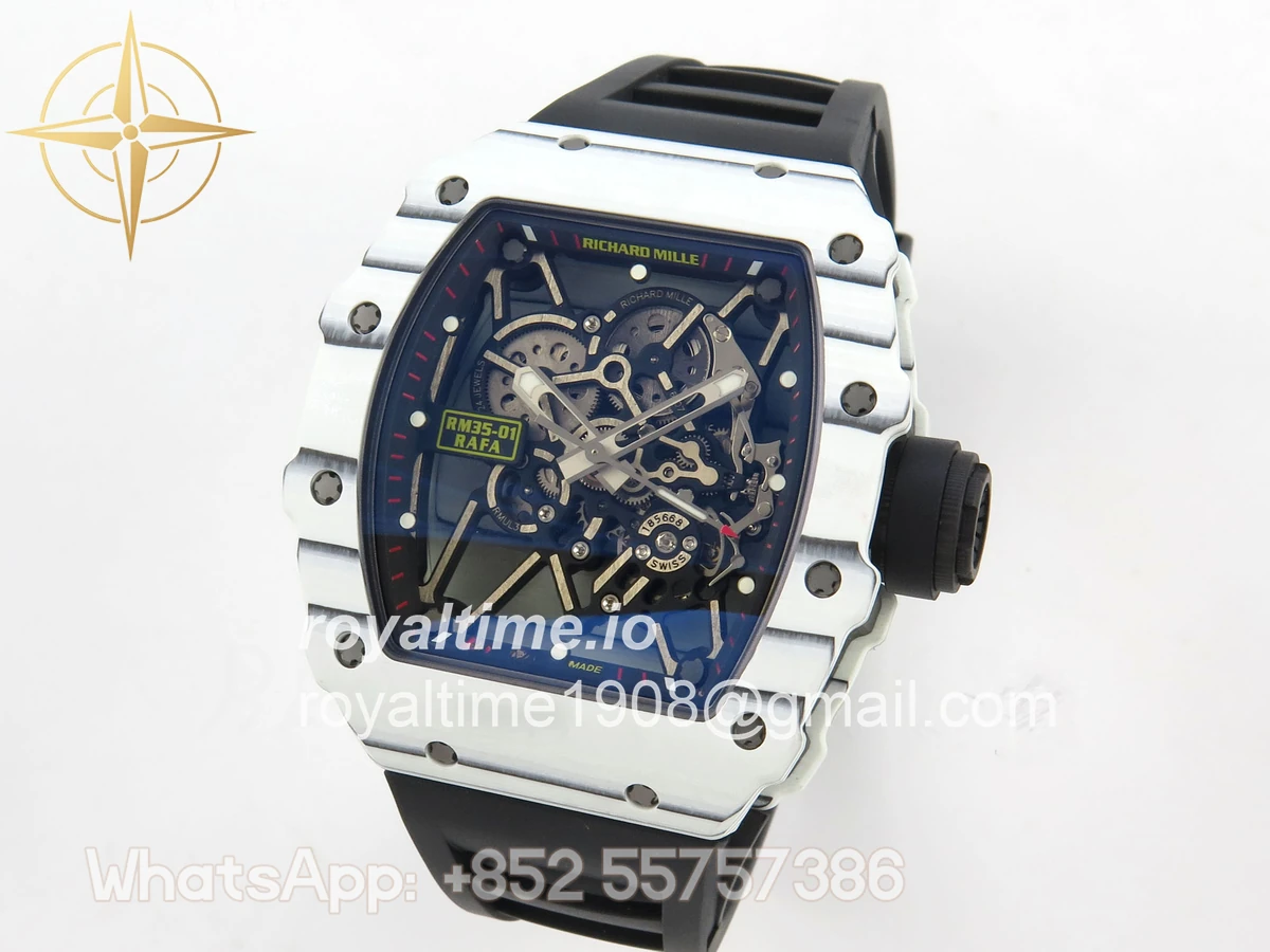 Richard Mille RM035-01 White Carbon ZF Skeleton Dial On Black Rubber Strap RMUL2 - Image 3