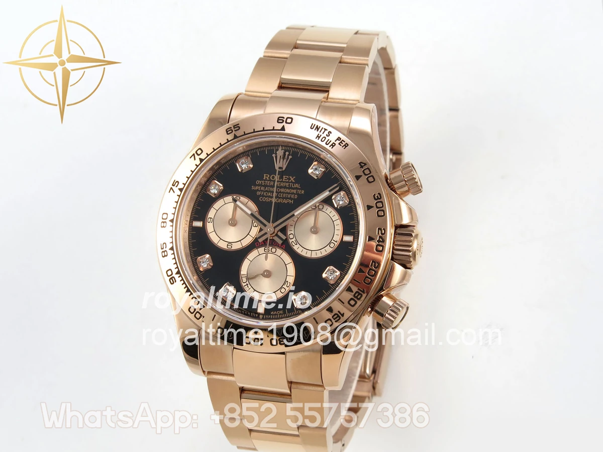 Rolex Daytona 126505 RG UFO Black/RG Diamonds Dial on RG Bracelet UF4131 (Free Sprung) - Image 3