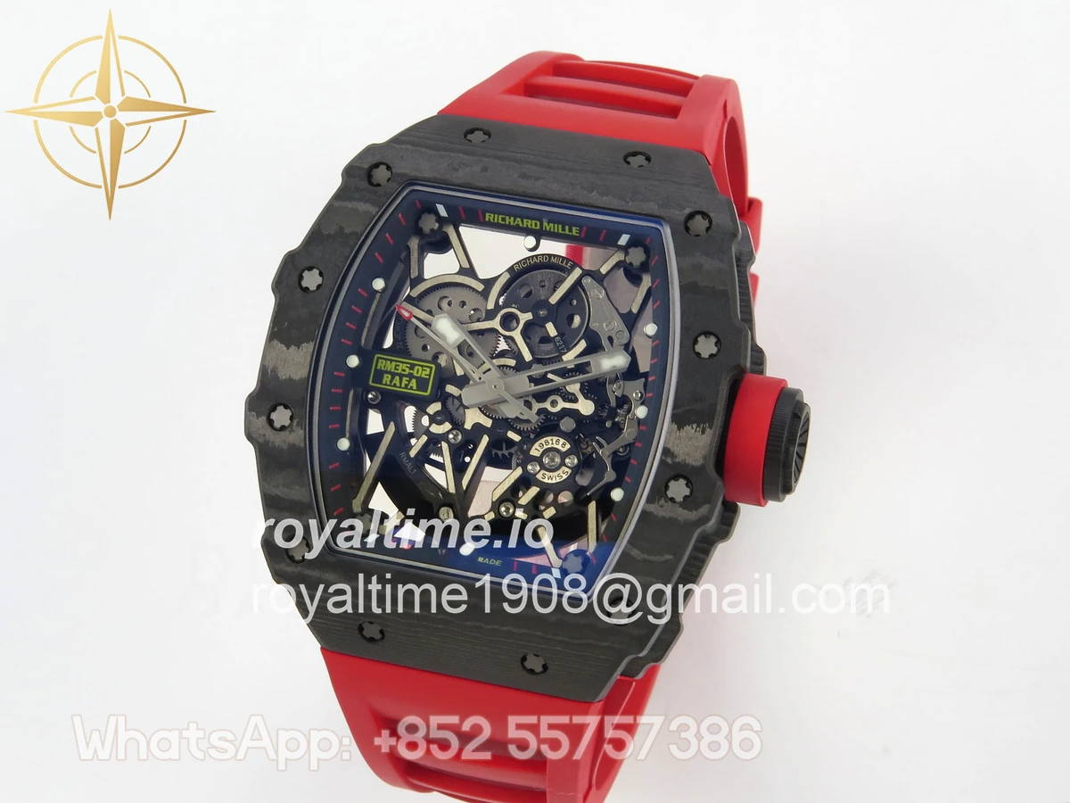 Richard Mille RM035-02 NTPT ZF Skeleton Dial on Red Rubber Strap RMAL1 V7 - Image 3