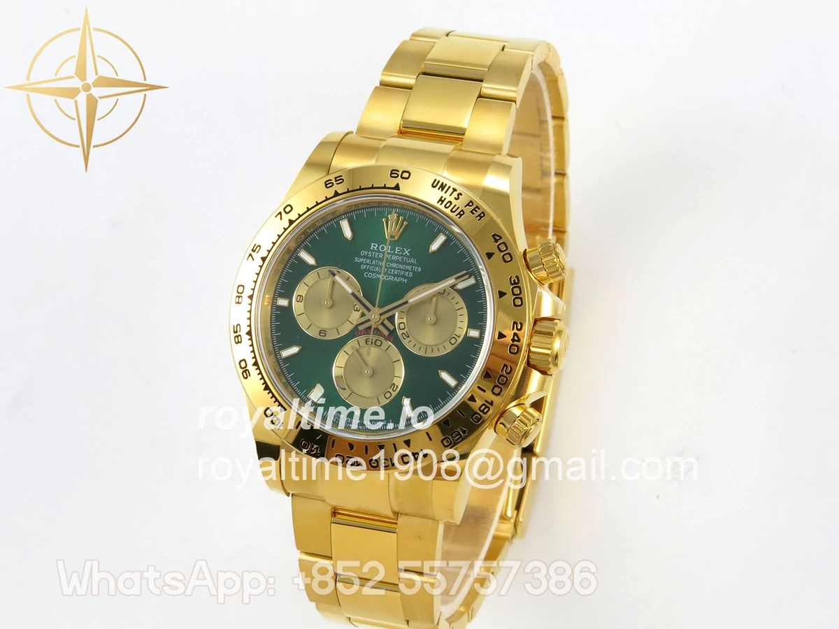 Rolex Daytona 126508 BTF Green/YG Dial on YG Braclet DD4131 (Weighted) 220g - Image 3