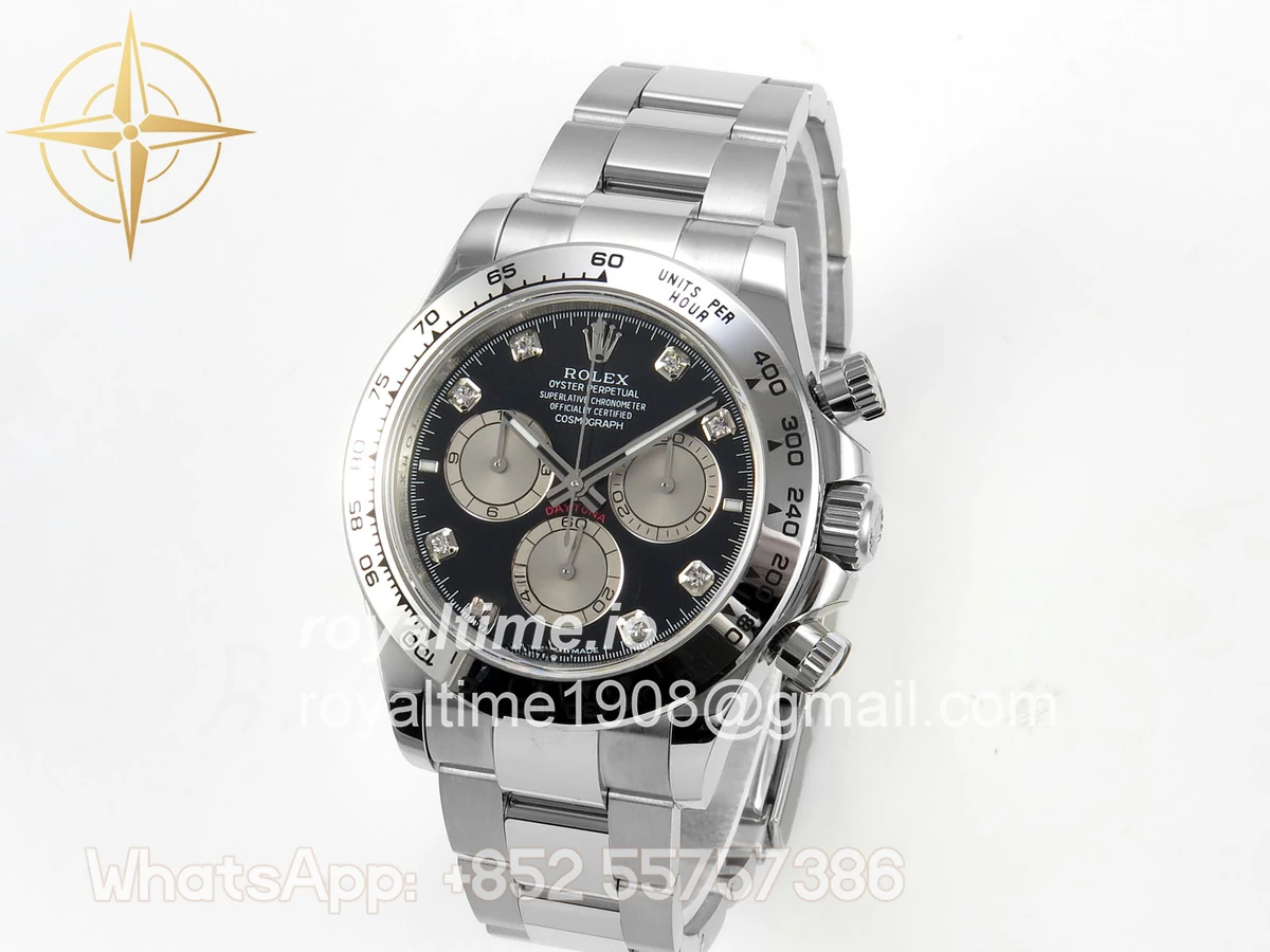 Rolex Daytona 126509 904L SS UFO Black Dial Silver Subdial Diamond Marker On 904L SS Bracelet UF4131 (Free Sprung) - Image 3