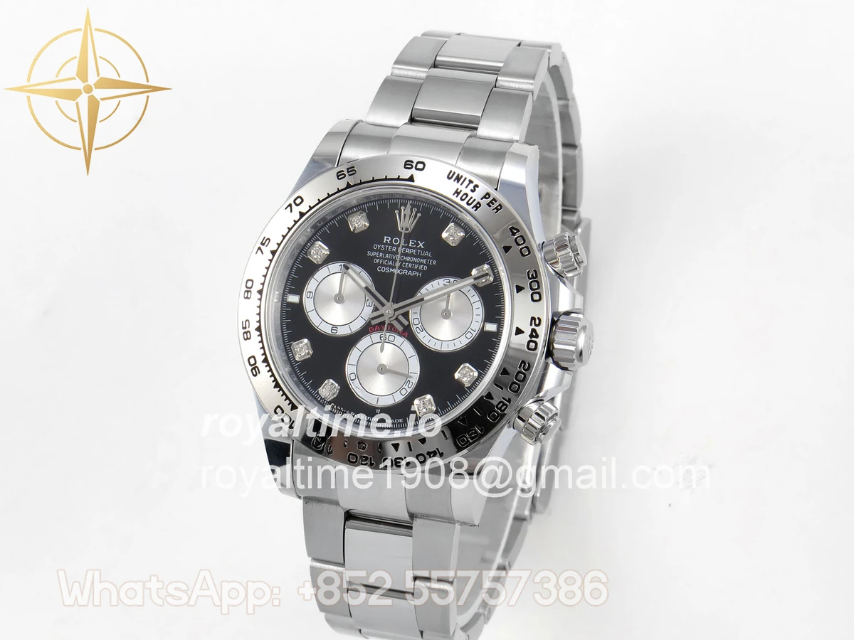 Rolex Daytona 126509 BTF Black/Silver Diamonds Dial on SS Braclet DD4131 (Weighted) 220g - Image 3