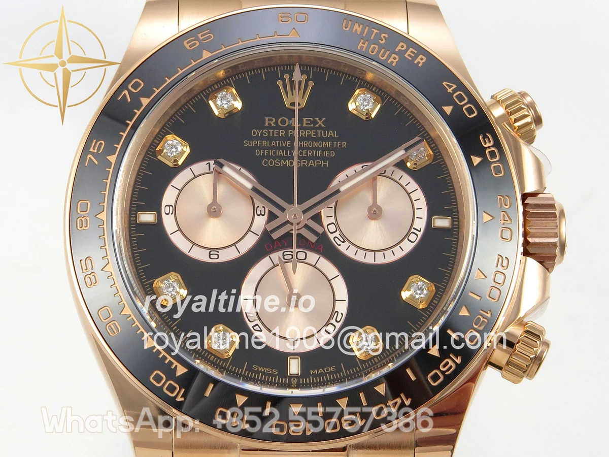 Rolex Daytona 126515 ARF Black/RG Diamonds Dial on Oysterflex Strap DD4131 V2 (Weighted) - Image 3