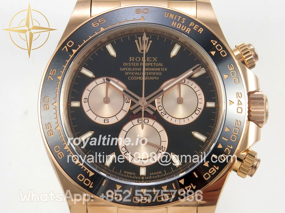 Rolex Daytona 126515 ARF Black/RG Stick Dial on Oysterflex Strap DD4131 V2 (Weighted) - Image 3