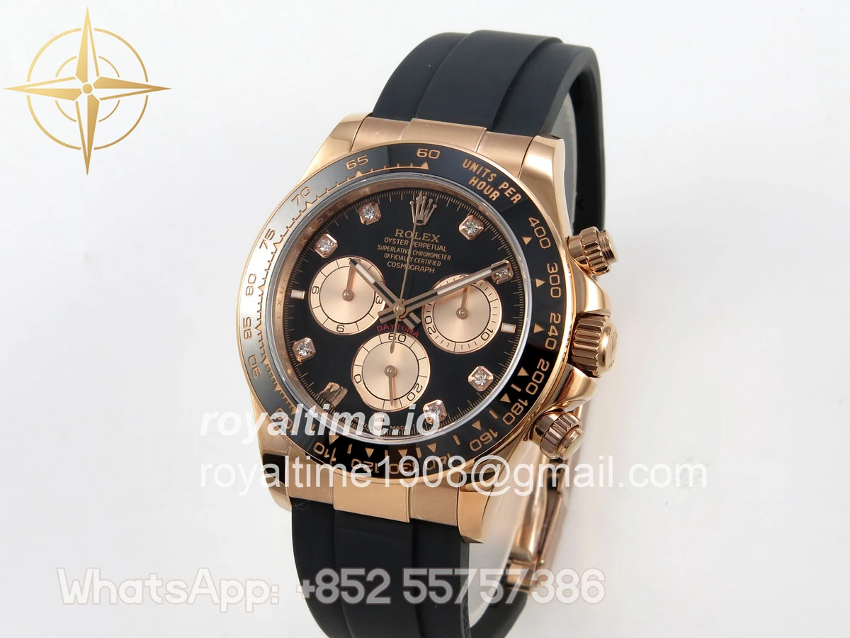 Rolex Daytona 126515 QF Black/RG Diamonds Dial on Oysterflex Strap JH4131 V18 (Free Sprung) Weighted 157g - Image 3