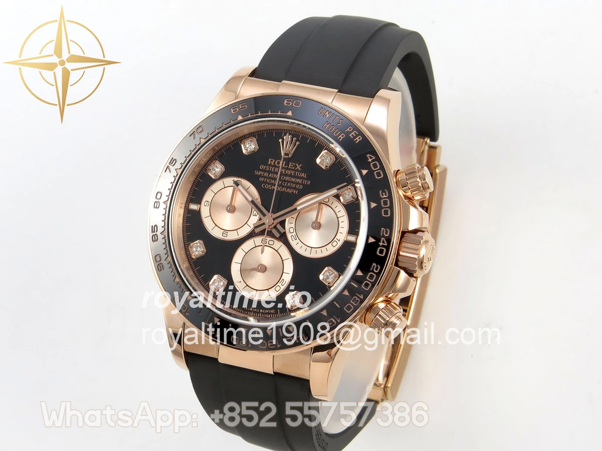Rolex Daytona 126515 TMF Black/RG Diamonds Dial on Oysterflex Strap DD4131(162g) - Image 3