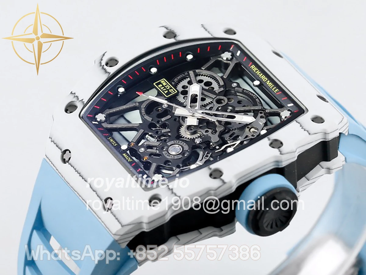 Richard Mille RM 035-01 Rafael Nadal White NTPT on Blue Rubber Strap - Image 3