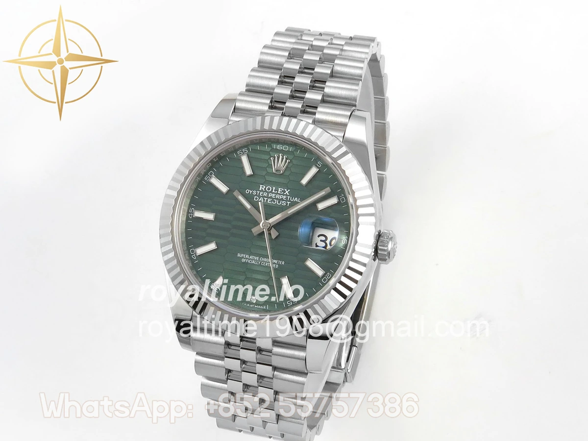 Rolex DateJust 41 126334 SCF 904L Steel Green Textured Stick Dial on Jubilee Bracelet A3235 - Image 3