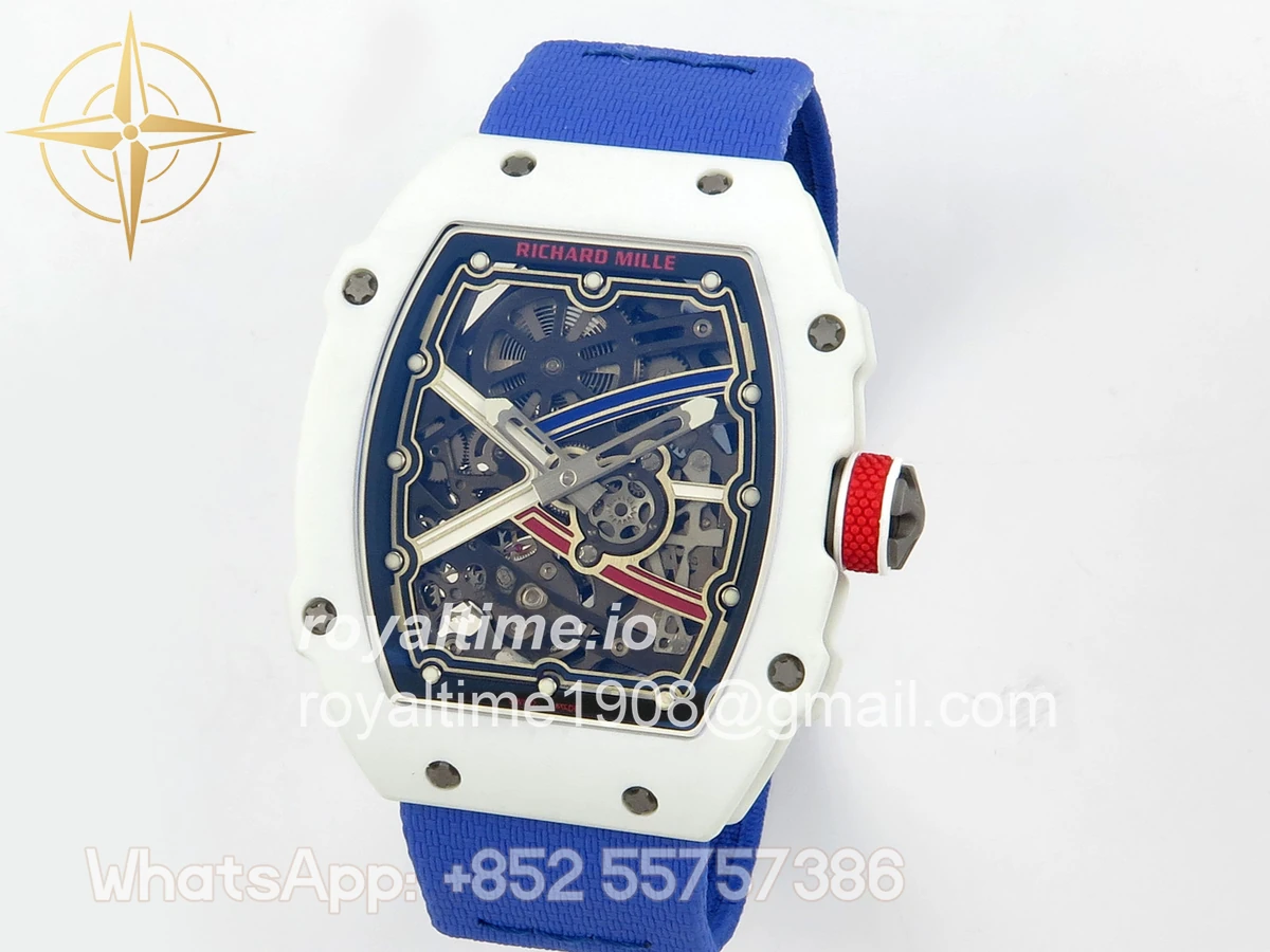 Richard Mille AVF RM67-02 France White NTPT Spain Skeleton Dial on Blue Elastic strap CRMA7 - Image 3