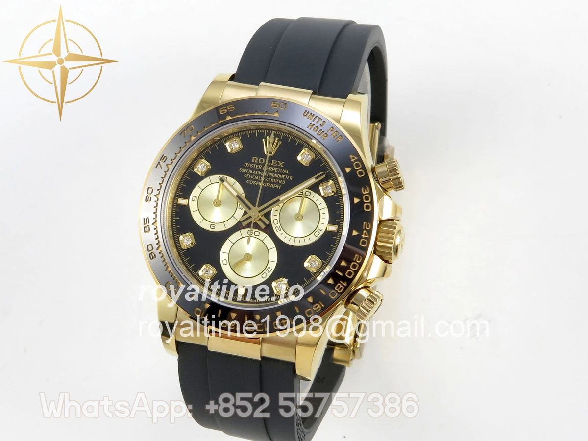 Rolex Daytona 126518 AVF Black/YG Diamonds Dial on Oysterflex Strap DD4131 (Mod) - Image 3