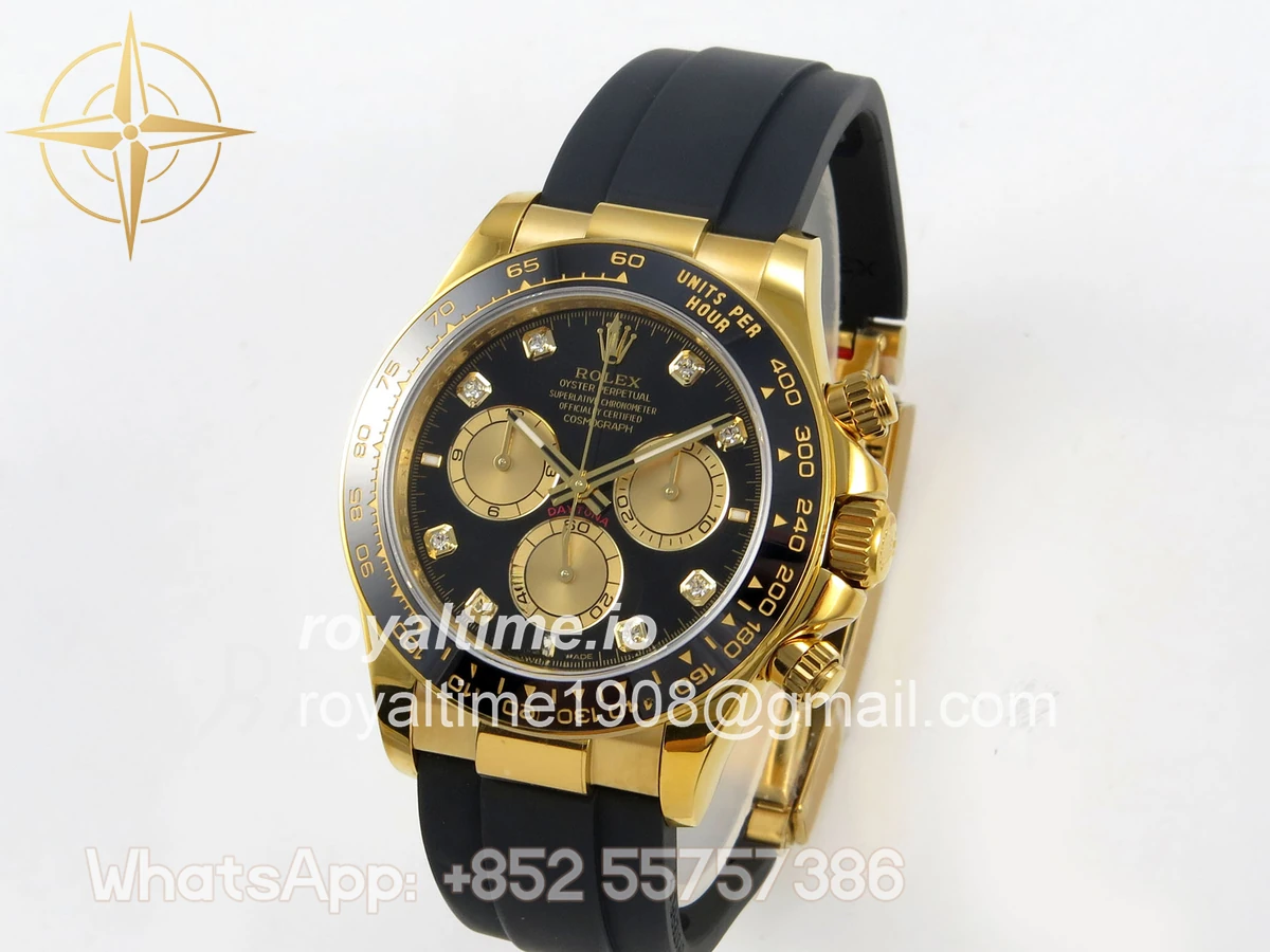Rolex Daytona 126518 QF Black/YG Diamonds Dial on Oysterflex Strap JH4131 V18 (Free Sprung) Weighted 157g - Image 3