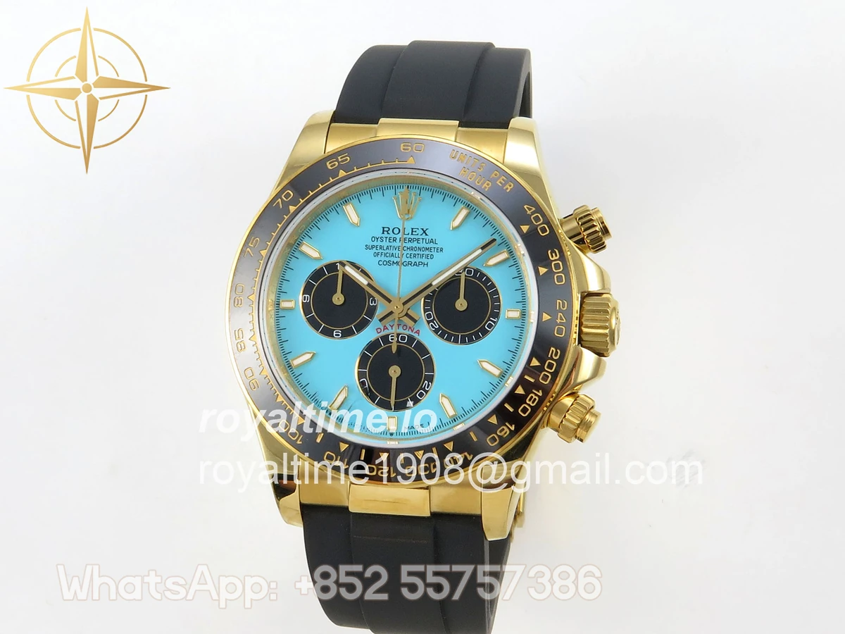 Rolex Daytona 126518 YG 3CF Tiffany Turquoise Blue Dial on Oysterflex Strap DD4131 (Gain Weight) - Image 3
