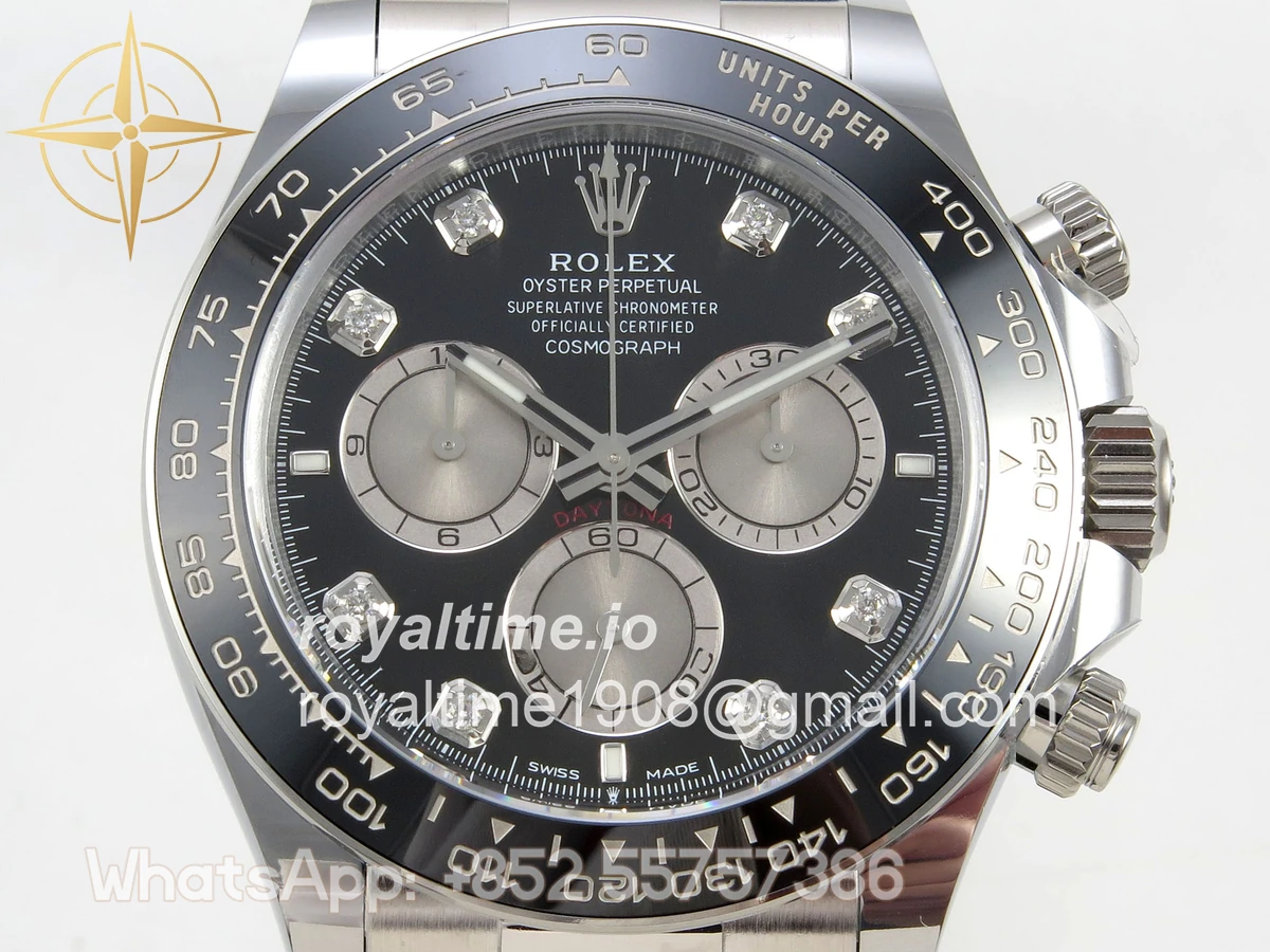 Rolex Daytona 126519 ARF Black/Silver Diamonds Dial on Oysterflex Strap DD4131 V2 (Weighted) - Image 3