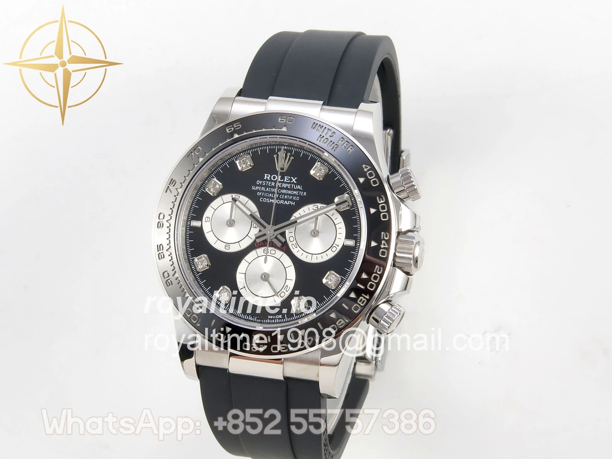 Rolex Daytona 126519 AVF Black/Silver Diamonds Dial on Oysterflex Strap DD4131 (Mod) - Image 3