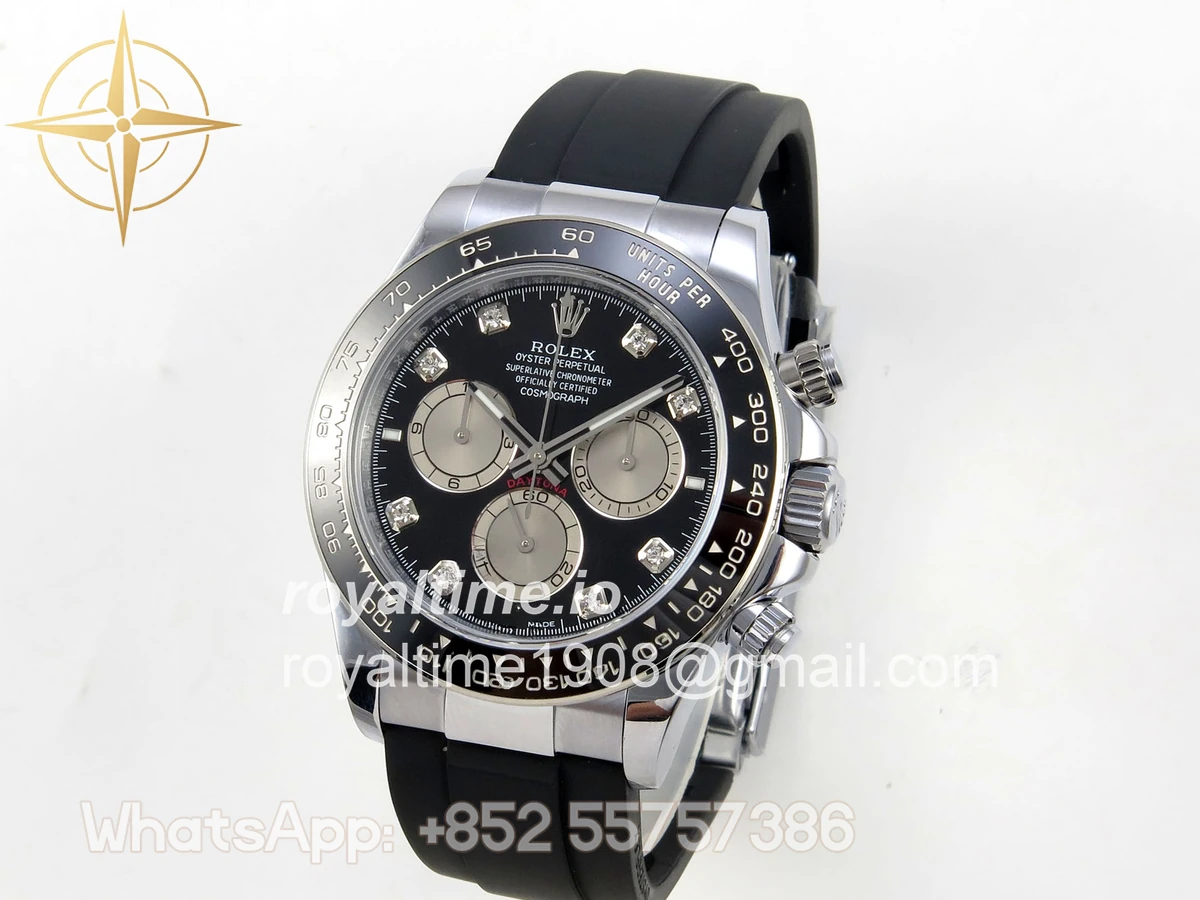 Rolex Daytona 126519 QF Black/Silver Diamonds Dial on Oysterflex Strap JH4131 V18 (Free Sprung) Weighted 157g - Image 3