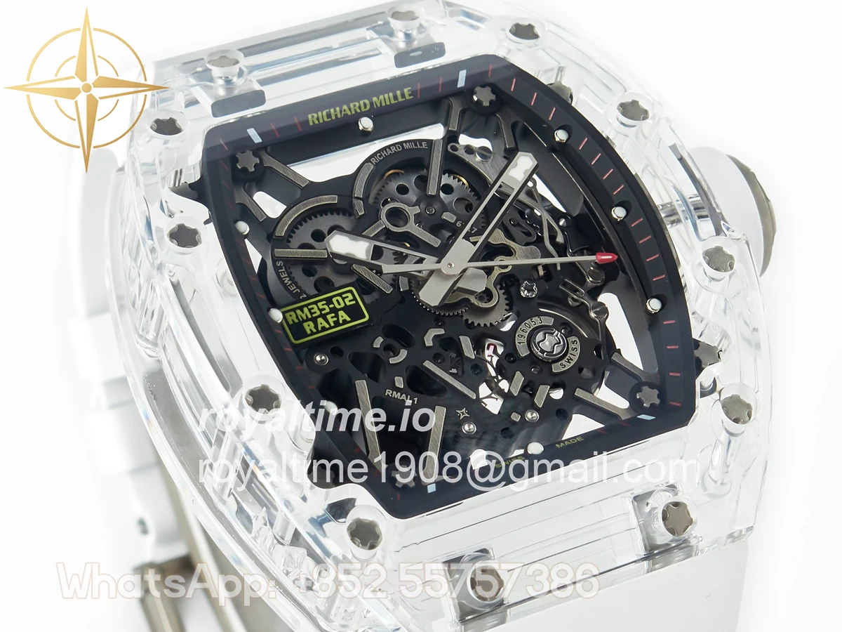 Richard Mille RM035 TRANSPARENT SONIC Skeleton Dial on White Rubber Strap RMUL2 V2 - Image 3