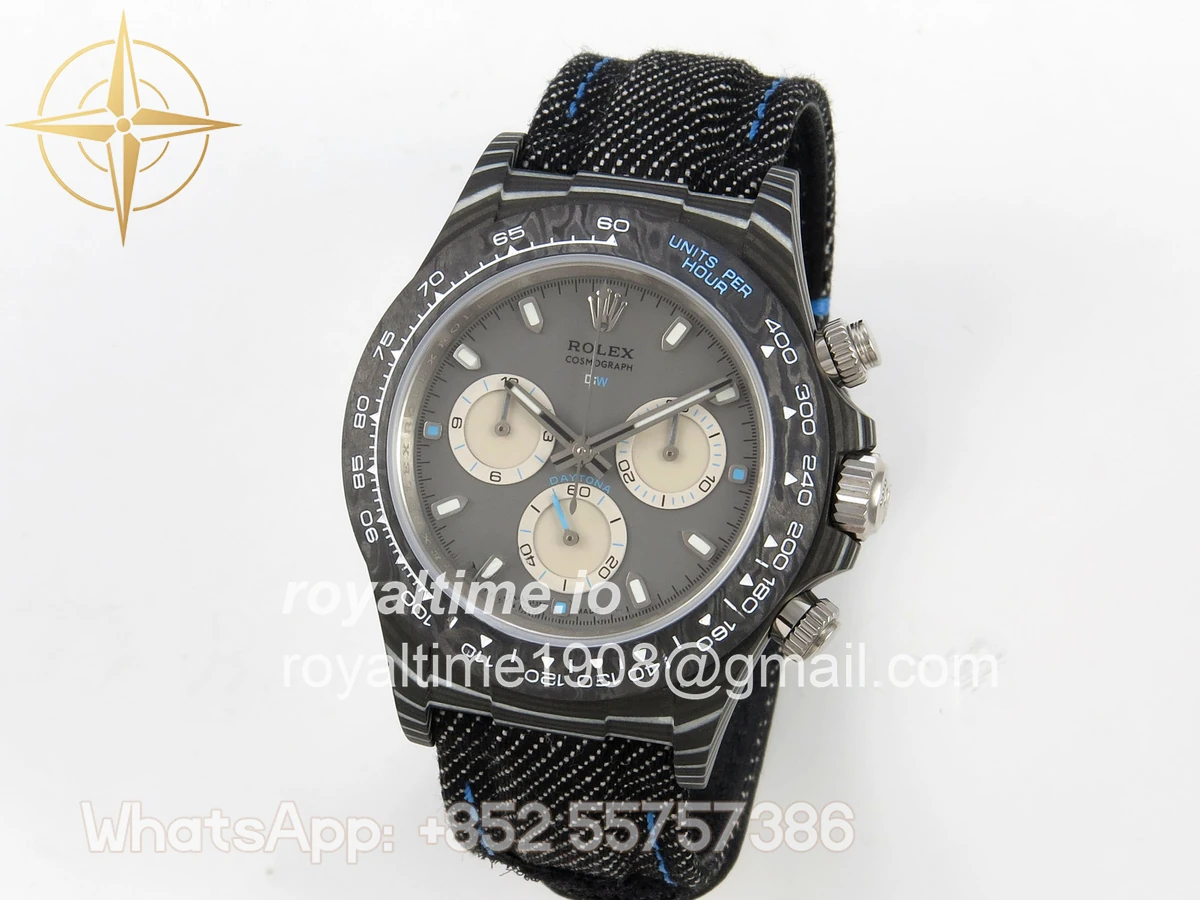 Rolex Daytona DIW Black Carbon Case DIWF Edition Gray/White Dial on Black Nylon Strap DD4801 - Image 3