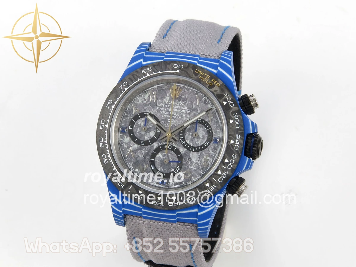 Rolex Daytona DIW Blue Carbon Case DIWF Edition Gray Crystal Dial on Gray Nylon Strap DD4801 - Image 3