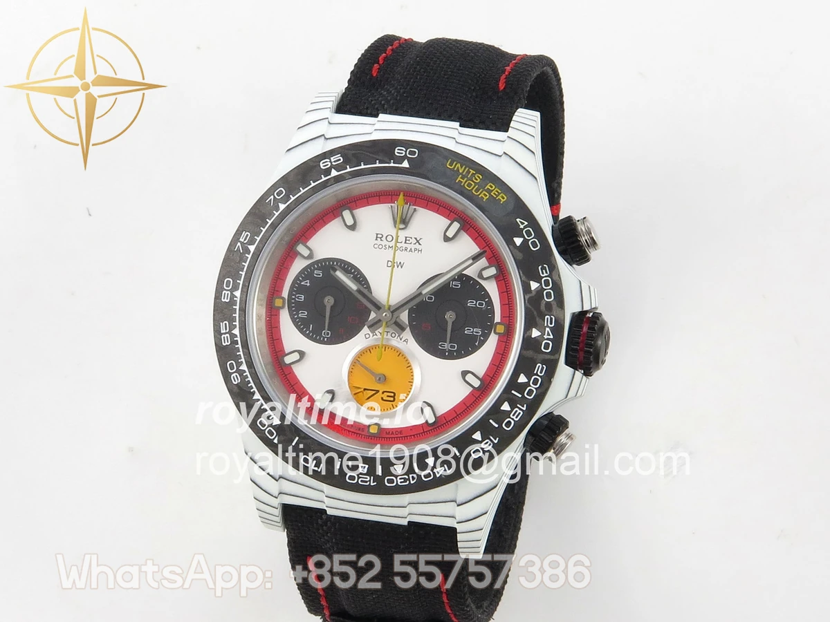 Rolex Daytona DIW Ferrari White Carbon DIWF White/Red Dial on Black Nylon Strap DD4801 - Image 3