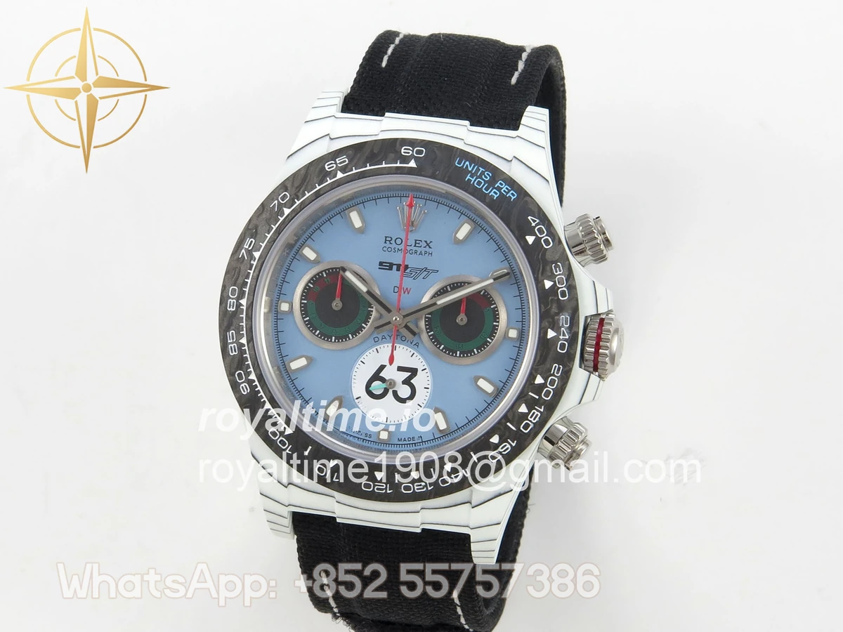 Rolex Daytona DIW Porsche 911 s/t White Carbon DIWF Blue Dial on Black Nylon Strap DD4801 - Image 3