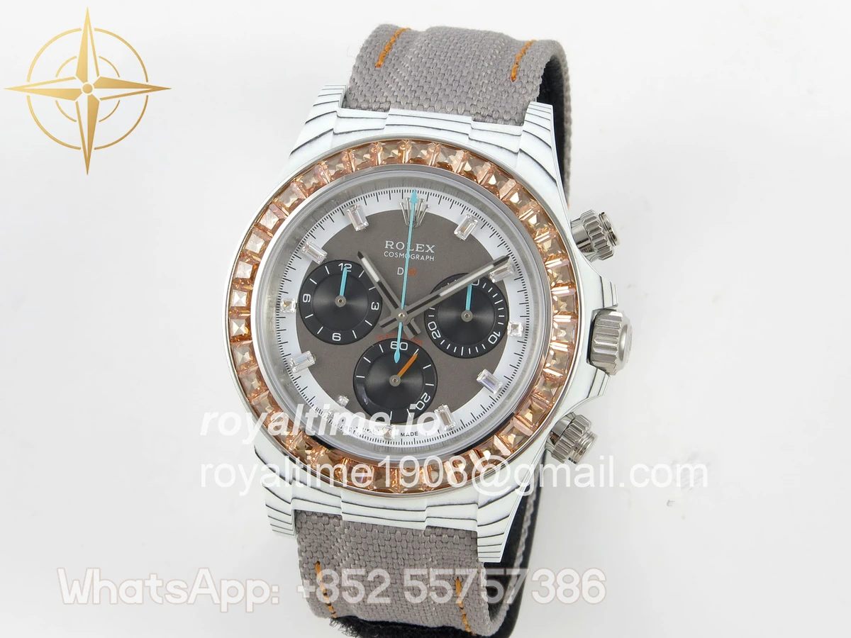 Rolex Daytona DIW White Carbon Case DIWF Edition Gray/Black Crystal Dial Crystal Bezel on Gray Nylon Strap DD4801 - Image 3
