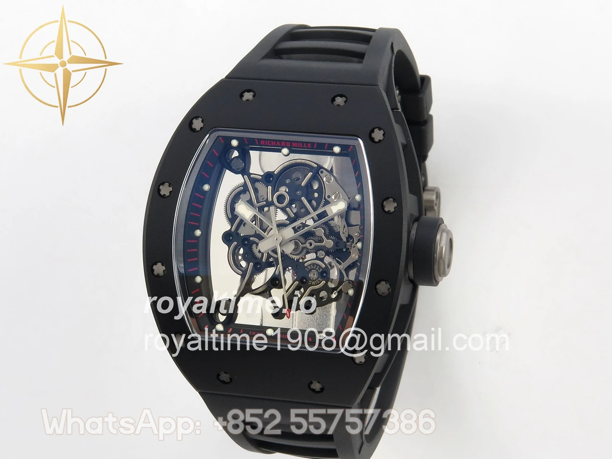 Richard Mille RM055 Black Ceramic APSF on Black/Red Inner Bezel on Black Rubber Strap RMUL2 - Image 3