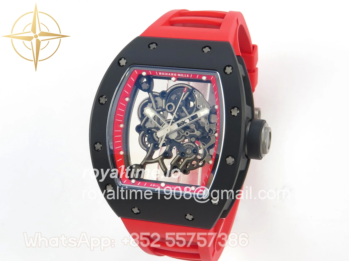 Richard Mille RM055 Black Ceramic APSF on Red Inner Bezel on Red Rubber Strap RMUL2 - Image 3