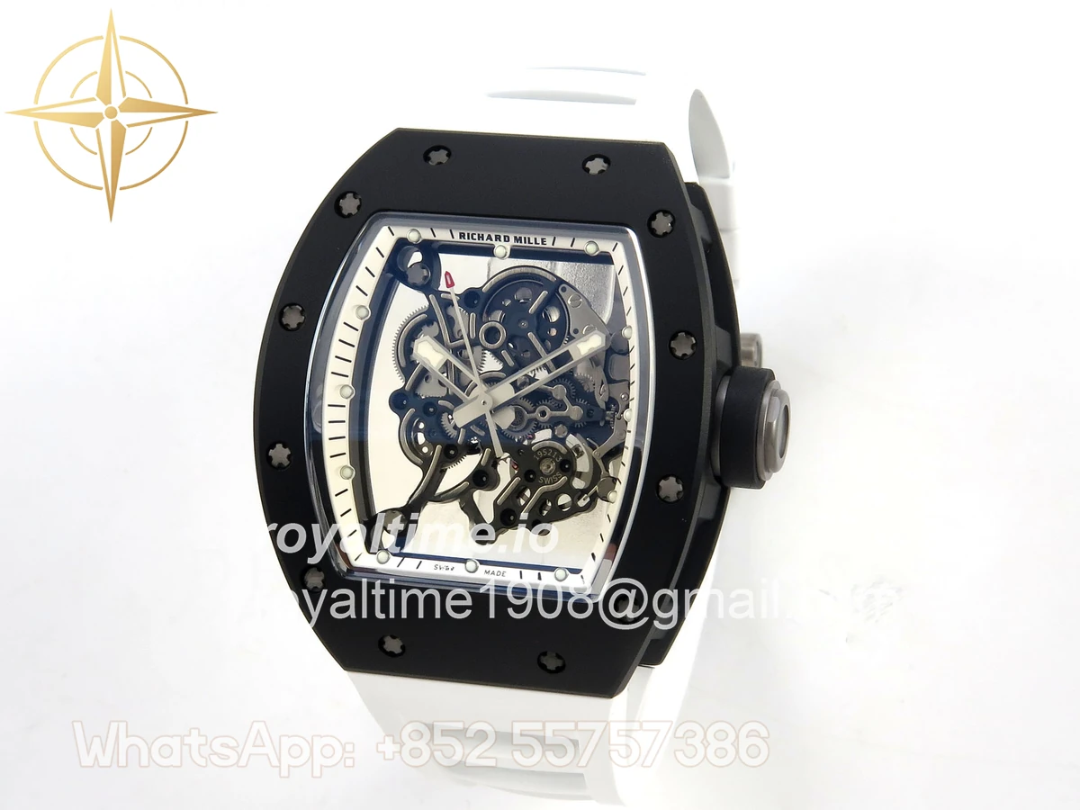 Richard Mille RM055 Black Ceramic APSF on White Inner Bezel on White Rubber Strap RMUL2 - Image 3