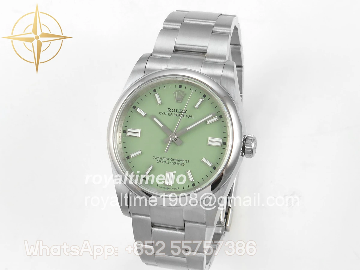 Rolex Oyster Perpetual 36mm 126000 QF 904L Steel Pistachio Green Dial on SS Bracelet A23J - Image 3
