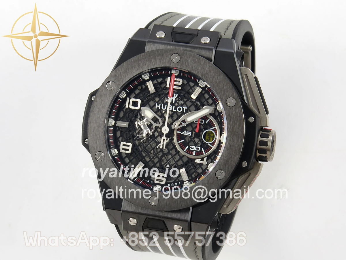 Hublot Big Bang Ferrari Speciale Ceramic HBBF on Gray Gummy Strap A1241 - Image 3