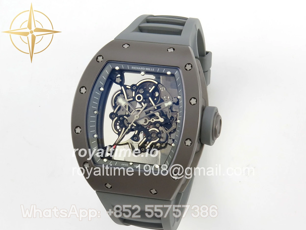 Richard Mille RM055 Gray Ceramic MLF on Gray Rubber Strap RMUL2 V2 (Brushed Ribs) - Image 3