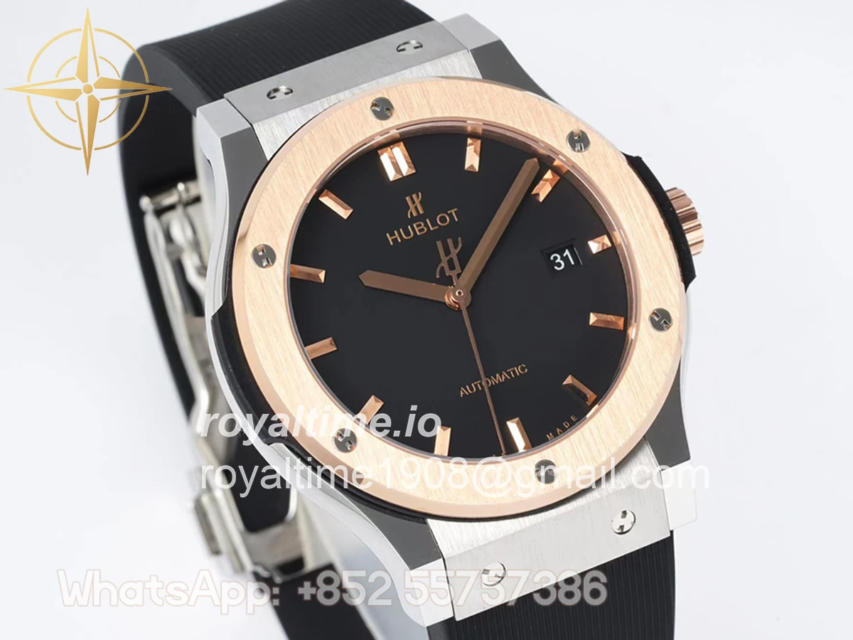 Hublot Classic Fusion Automatic 42mm Black Dial on Steel/Rose Gold on Rubber Strap - Image 3