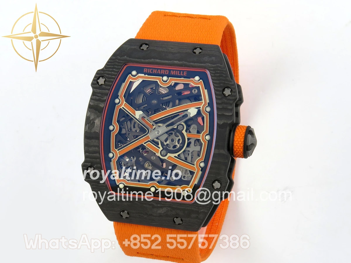 Richard Mille AVF RM67-02 McLaren Black NTPT Spain Skeleton Dial on Orange Elastic strap CRMA7 - Image 3