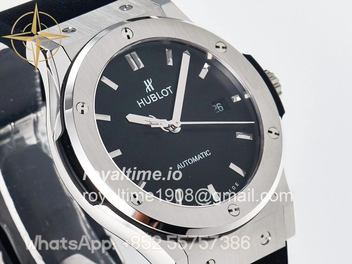 Hublot Classic Fusion Bang 42mm HBF Black Dial on Black Rubber Strap A2892 - Image 3