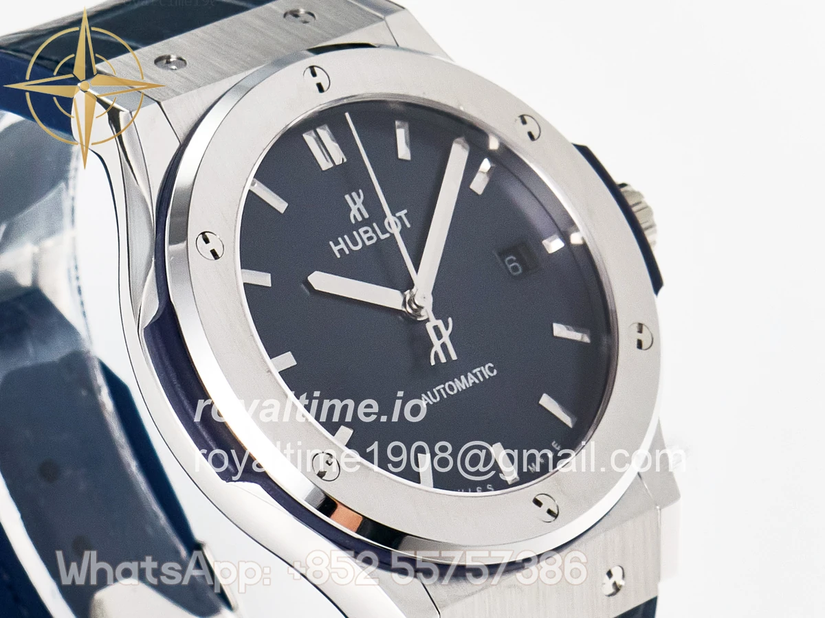 Hublot Classic Fusion Bang 42mm HBF Blue Dial on Blue Leather Strap A2892 - Image 3