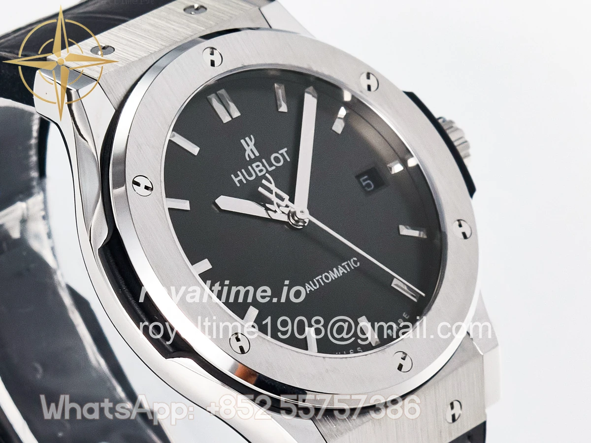 Hublot Classic Fusion Bang 42mm HBF Gray Dial on Gray Leather Strap A2892 - Image 3