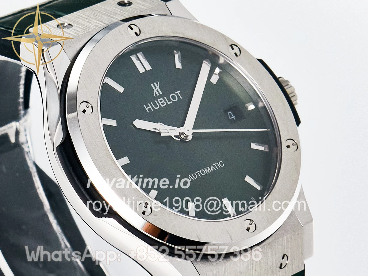 Hublot Classic Fusion Bang 42mm HBF Green Dial on Green Leather Strap A2892 - Image 3