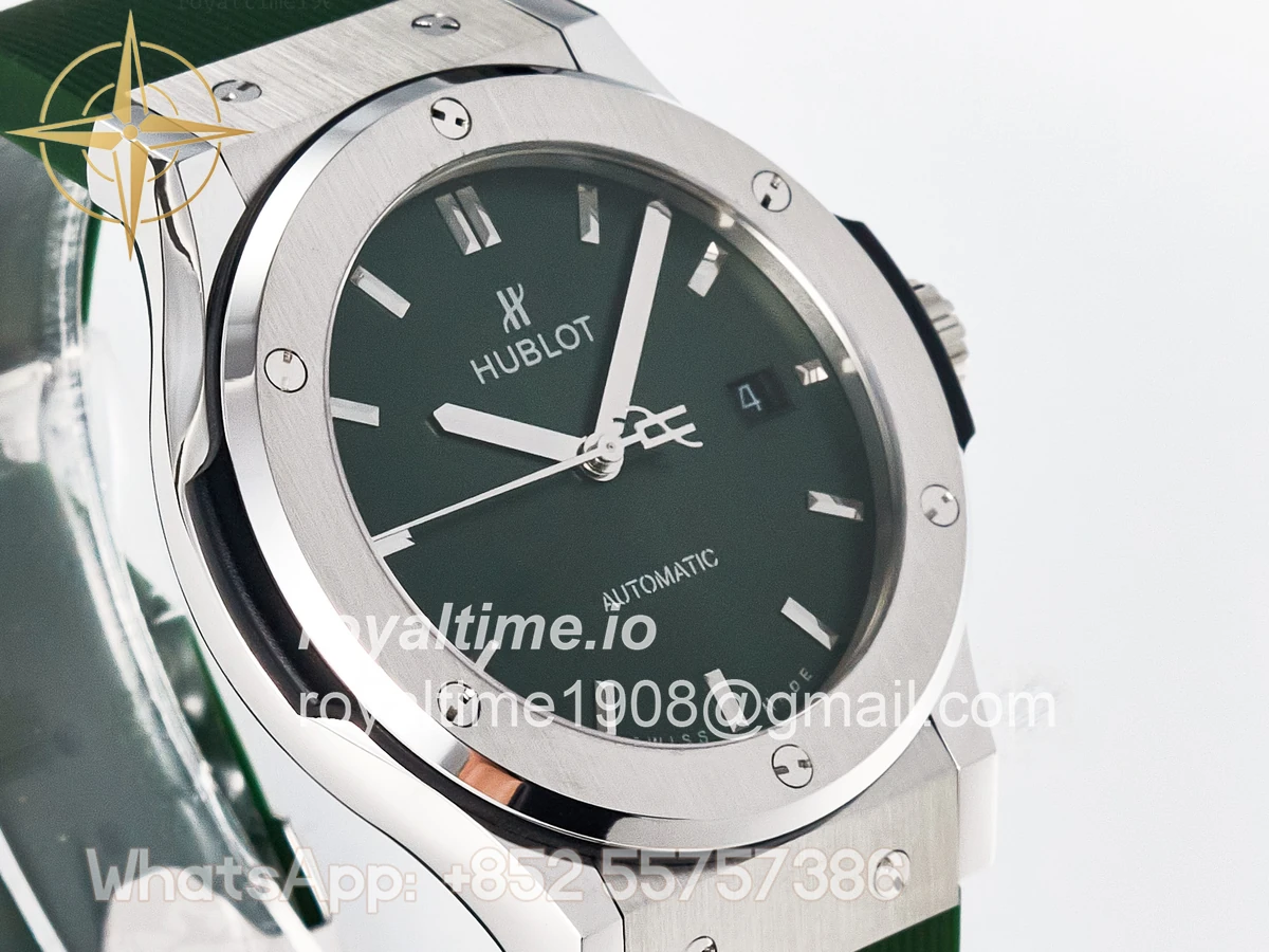 Hublot Classic Fusion Bang 42mm HBF Green Dial on Green Rubber Strap A2892 - Image 3