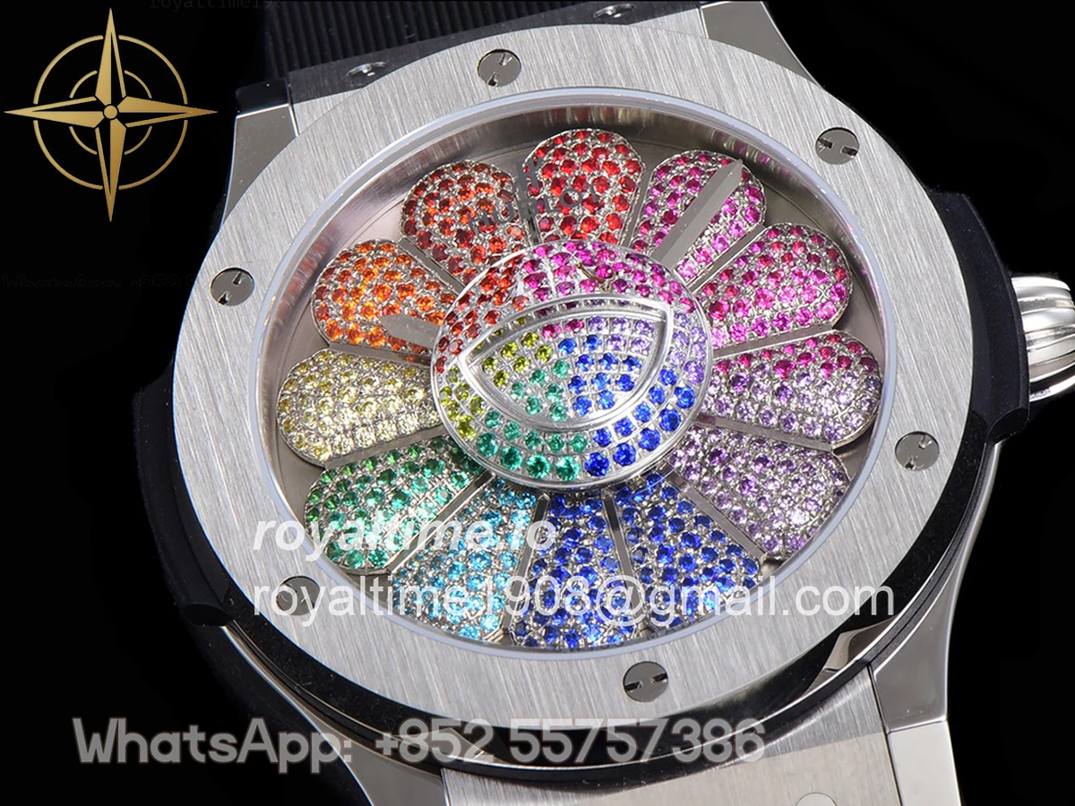 Hublot Classic Fusion Takashi Murakami 45mm Sunflower Dial in Steel on Rubber Strap - Image 3