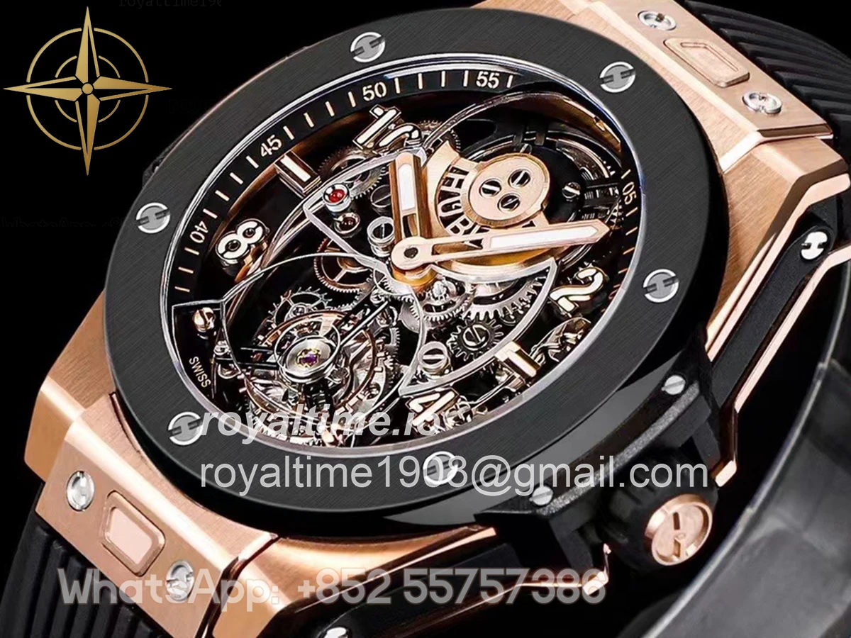 Hublot Classic Fusion Tourbillon 45mm with Ceramic Bezel Skeleton Dial in Rose Gold - Image 3