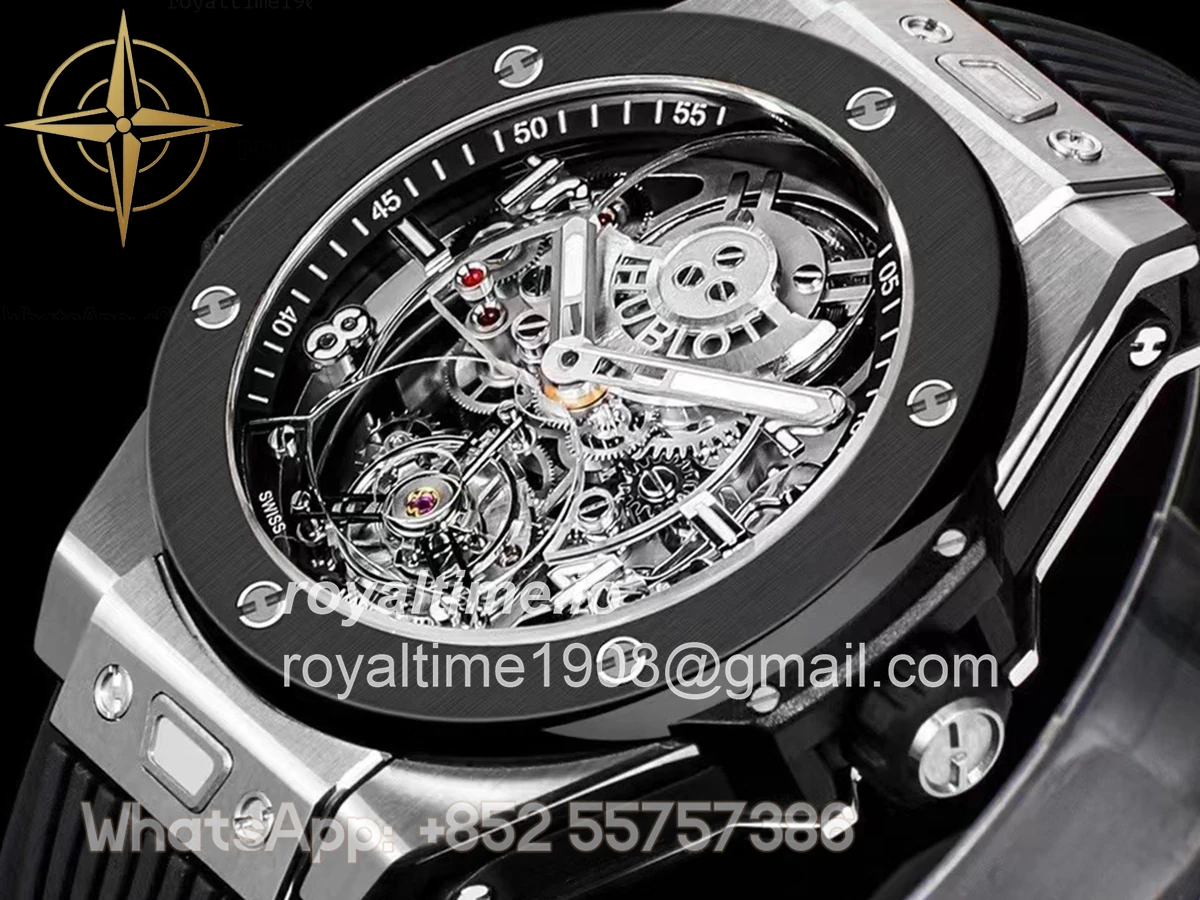 Hublot Classic Fusion Tourbillon 45mm with Ceramic Bezel Skeleton Dial in Steel - Image 3