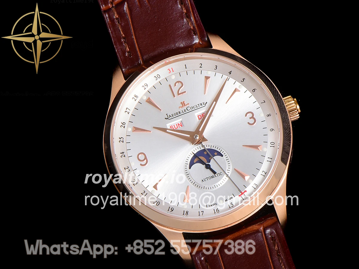 Jaeger-LeCoultre Master Calendar Silver Dial in Rose Gold on Brown Leather Strap - Image 3