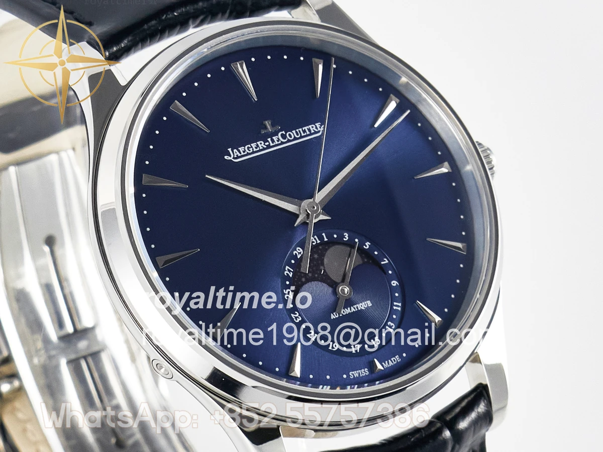 Jaeger-LeCoultre Master Ultra Thin Moon 1368420 SS Z+F Blue Dial on Black Leather Strap SA925 - Image 3