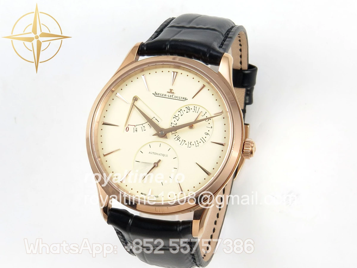 Jaeger-LeCoultre Master Ultra Thin Power Reserve RG APSF Cream Dial on Brown Leather Strap DD938 - Image 3