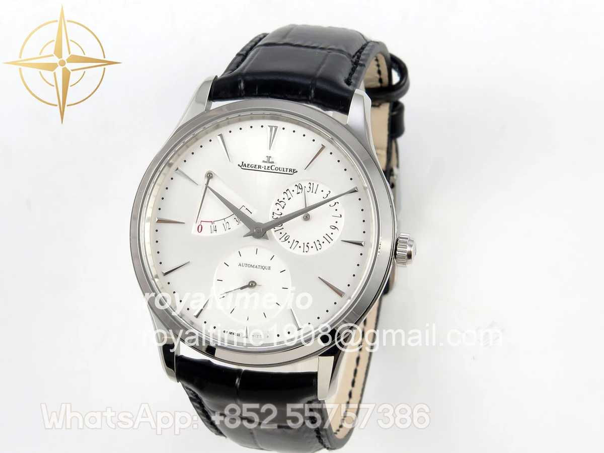Jaeger-LeCoultre Master Ultra Thin Power Reserve SS APSF Silver Dial on Black Leather Strap DD938 - Image 3