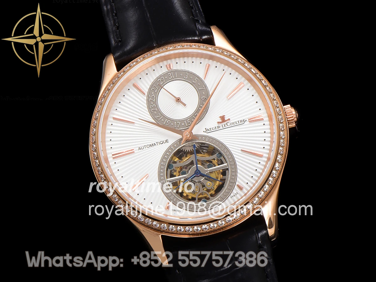 Jaeger-LeCoultre Master Ultra Thin Tourbillon White Dial with Diamond Bezel in Rose Gold - Image 3