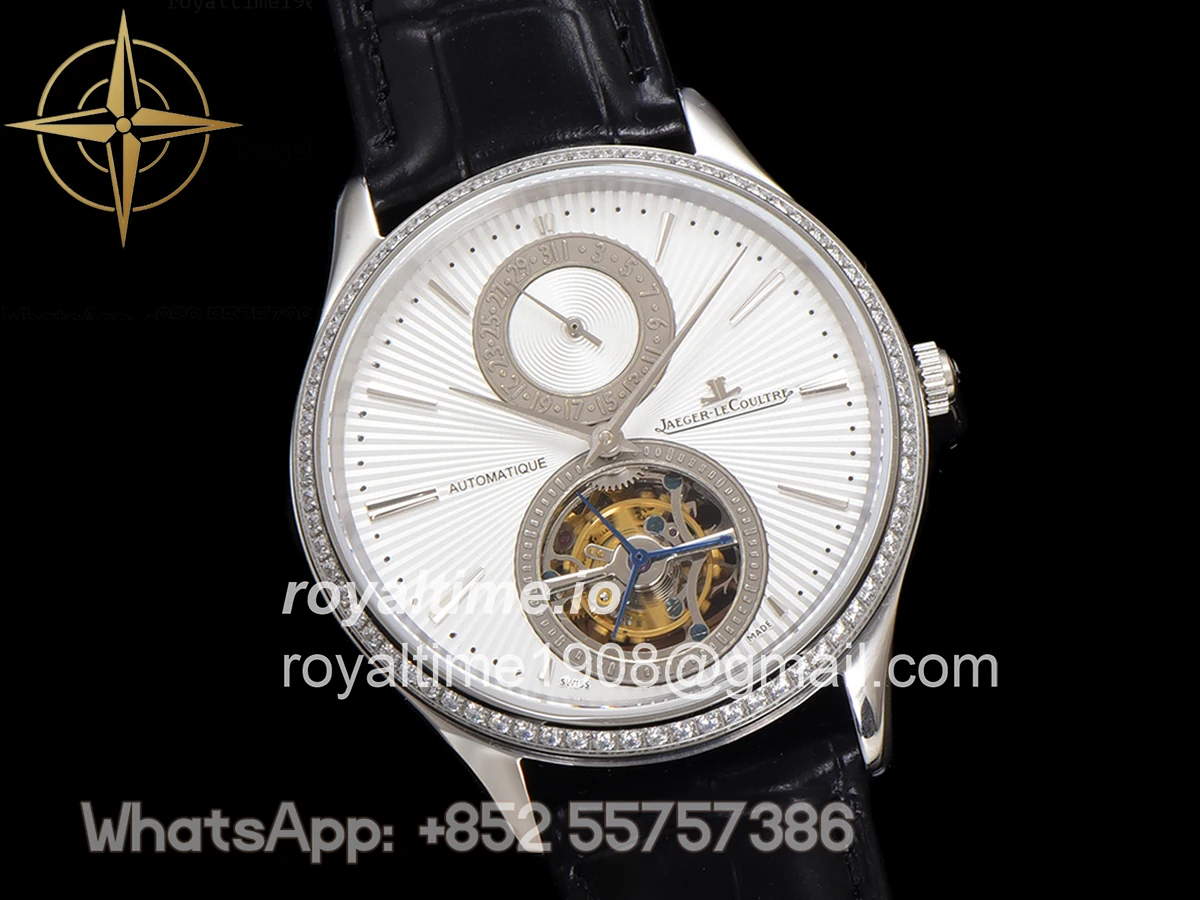 Jaeger-LeCoultre Master Ultra Thin Tourbillon White Dial with Diamond Bezel in White Gold - Image 3