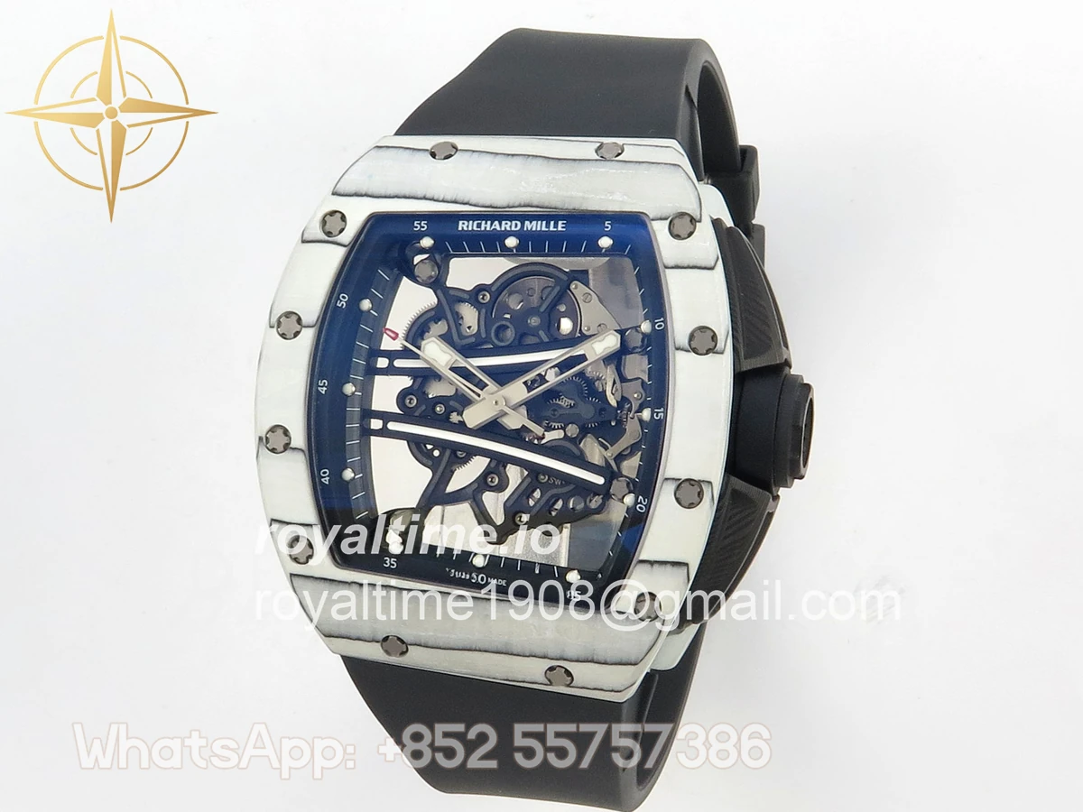 Richard Mille RM061-01 Yohan Blake White NTPT RF on Black Rubber Strap RMUL2 - Image 3