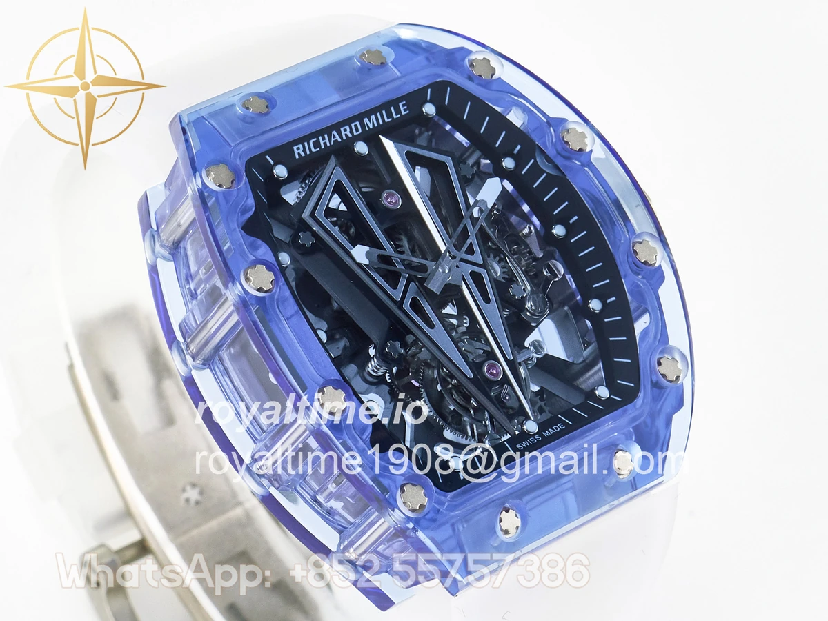 Richard Mille RM27-03 Blue Transparent Tourbillon MSF Skull Dial on White Rubber Strap - Image 3